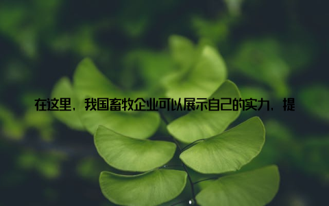 在这里, 我国畜牧企业可以展示自己的实力, 提升国际竞争力, 为实现我国畜牧产业的跨越式发展奠定坚实基础聚焦前沿, 推动绿色畜牧发随着环保意识的不断提高, 绿色畜牧成为全球畜牧行业的发展趋势