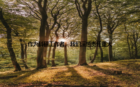 作为科研工作者, 我们深感责任重大