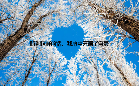 听到这样的话, 我心中充满了自豪